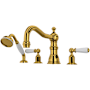 Perrin and Rowe Edwardian Deck Mounted Roman Tub Filler with Built-In Diverter - Includes Hand Shower Unlacquered Brass