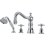 Perrin and Rowe Edwardian Deck Mounted Roman Tub Filler with Built-In Diverter - Includes Hand Shower Polished Chrome
