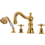 Perrin and Rowe Edwardian Deck Mounted Roman Tub Filler with Built-In Diverter - Includes Hand Shower English Gold