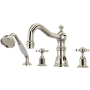 Perrin and Rowe Edwardian Deck Mounted Roman Tub Filler with Built-In Diverter - Includes Hand Shower Polished Nickel
