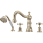 Perrin and Rowe Edwardian Deck Mounted Roman Tub Filler with Built-In Diverter - Includes Hand Shower Satin Nickel