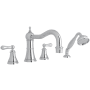 Perrin and Rowe Georgian Era Deck Mounted Roman Tub Filler with Built-In Diverter - Includes Hand Shower Polished Chrome