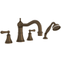 Perrin and Rowe Georgian Era Deck Mounted Roman Tub Filler with Built-In Diverter - Includes Hand Shower English Bronze