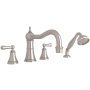Perrin and Rowe Georgian Era Deck Mounted Roman Tub Filler with Built-In Diverter - Includes Hand Shower Satin Nickel
