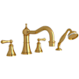 Perrin and Rowe Georgian Era Deck Mounted Roman Tub Filler with Built-In Diverter - Includes Hand Shower Unlacquered Brass