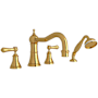 Perrin and Rowe Georgian Era Deck Mounted Roman Tub Filler with Built-In Diverter - Includes Hand Shower Unlacquered Brass (Living Finish)
