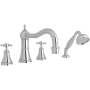 Perrin and Rowe Georgian Era Deck Mounted Roman Tub Filler with Built-In Diverter - Includes Hand Shower Polished Chrome