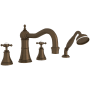 Perrin and Rowe Georgian Era Deck Mounted Roman Tub Filler with Built-In Diverter - Includes Hand Shower English Bronze