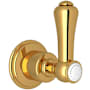 Perrin and Rowe Georgian Era Single Handle 3 Function Diverter / Volume Control Valve Trim - Less Valve Unlacquered Brass