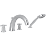 Perrin and Rowe Holborn Deck Mounted Roman Tub Filler with Built-In Diverter - Includes Hand Shower Polished Chrome