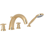 Perrin and Rowe Holborn Deck Mounted Roman Tub Filler with Built-In Diverter - Includes Hand Shower English Gold