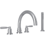 Perrin and Rowe Holborn Deck Mounted Roman Tub Filler with Built-In Diverter - Includes Hand Shower Polished Chrome