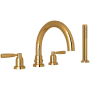 Perrin and Rowe Holborn Deck Mounted Roman Tub Filler with Built-In Diverter - Includes Hand Shower English Gold
