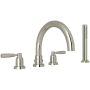 Perrin and Rowe Holborn Deck Mounted Roman Tub Filler with Built-In Diverter - Includes Hand Shower Polished Nickel