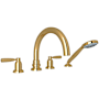 Perrin and Rowe Holborn Deck Mounted Roman Tub Filler with Built-In Diverter - Includes Hand Shower Unlacquered Brass
