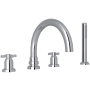 Perrin and Rowe Holborn Deck Mounted Roman Tub Filler with Built-In Diverter - Includes Hand Shower Polished Chrome