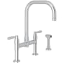 Perrin and Rowe Holborn 1.5 GPM Widespread Bridge Kitchen Faucet - Includes Side Spray Polished Chrome