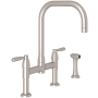 Perrin and Rowe Holborn 1.5 GPM Widespread Bridge Kitchen Faucet - Includes Side Spray Satin Nickel