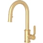 Perrin and Rowe Armstrong 1.8 GPM Single Hole Pull Down Bar Faucet Satin English Gold
