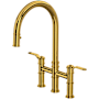 Perrin and Rowe Armstrong 1.8 GPM Widespread Bridge Pull Down Kitchen Faucet Unlacquered Brass