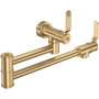 Perrin and Rowe Armstrong 1.8 GPM Wall Mounted Single Hole Pot Filler with Brass Handles Satin English Gold
