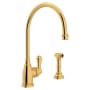 Perrin and Rowe Georgian Era 1.8 GPM Single Hole Kitchen Faucet - Includes Side Spray English Gold