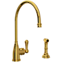 Perrin and Rowe Georgian Era 1.8 GPM Single Hole Kitchen Faucet - Includes Side Spray Unlacquered Brass (Living Finish)