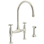 Perrin and Rowe Georgian Era 1.5 GPM Widespread Bridge Kitchen Faucet - Includes Side Spray Polished Nickel