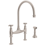 Perrin and Rowe Georgian Era 1.5 GPM Widespread Bridge Kitchen Faucet - Includes Side Spray Satin Nickel