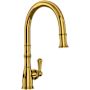 Perrin and Rowe Georgian Era 1.75 GPM Touchless Single Hole Pull Down Kitchen Faucet Unlacquered Brass