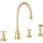 Perrin and Rowe Georgian Era 1.8 GPM Widespread Kitchen Faucet - Includes Side Spray Satin English Gold
