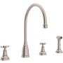Perrin and Rowe Georgian Era 1.8 GPM Widespread Kitchen Faucet - Includes Side Spray Satin Nickel