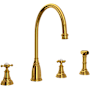 Perrin and Rowe Georgian Era 1.8 GPM Widespread Kitchen Faucet - Includes Side Spray Unlacquered Brass