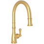 Perrin and Rowe Georgian Era 1.8 GPM Single Hole Pull Down Kitchen Faucet Unlacquered Brass (Living Finish)