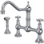 Perrin and Rowe Edwardian 1.5 GPM Widespread Bridge Kitchen Faucet - Includes Side Spray Polished Chrome