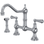 Perrin and Rowe Edwardian 1.5 GPM Widespread Bridge Kitchen Faucet - Includes Side Spray Polished Chrome