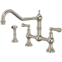 Perrin and Rowe Edwardian 1.5 GPM Widespread Bridge Kitchen Faucet - Includes Side Spray Polished Nickel