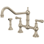 Perrin and Rowe Edwardian 1.5 GPM Widespread Bridge Kitchen Faucet - Includes Side Spray Satin Nickel