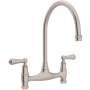 Perrin and Rowe Georgian Era 1.5 GPM Widespread Bridge Kitchen Faucet Satin Nickel