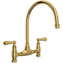 Perrin and Rowe Georgian Era 1.5 GPM Widespread Bridge Kitchen Faucet Unlacquered Brass