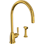 Perrin and Rowe Holborn 1.8 GPM Single Hole Kitchen Faucet - Includes Side Spray Unlacquered Brass (Living Finish)