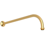 Perrin and Rowe 15" Wall Mounted Shower Arm and Flange Unlacquered Brass (Living Finish)