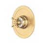 Perrin and Rowe Edwardian Thermostatic Valve Trim Only with Single Cross Handle - Less Rough In Satin English Gold