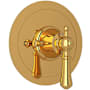 Perrin and Rowe Georgian Era Thermostatic Valve Trim Only with Single Lever Handle - Less Rough In Unlacquered Brass (Living Finish)