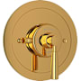 Perrin and Rowe Holborn Thermostatic Valve Trim Only with Single Lever Handle - Less Rough In Unlacquered Brass (Living Finish)