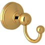 Perrin and Rowe Georgian Era Single Robe Hook Unlacquered Brass