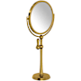 Perrin and Rowe 8-3/4"W x 19-5/8"H Circular Brass Framed Free Standing Make-up Mirror Unlacquered Brass (Living Finish)