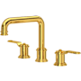 Perrin and Rowe Armstrong 1.2 GPM Widespread Bathroom Faucet With U-Spout Unlacquered Brass (Living Finish)