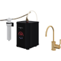 Perrin and Rowe Armstrong 0.5 GPM Hot and Cold Water Dispenser with Hot Water Filter Tank Satin English Gold