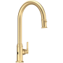 Perrin and Rowe Southbank 1.8 GPM Touchless Single Hole Pull Down Kitchen Faucet Satin English Gold